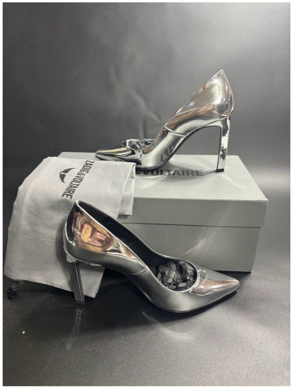 Zadig & Voltaire Metallic Silver Pointed-Toe Stiletto Pumps